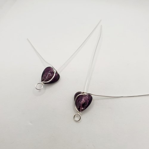 Natalie Patten's Valentine Heart Wire Earrings - , Holiday Designs, Wire Wrapping, Wrapping, Wire Wrapping Jewelry, curve the wire over the heart bead