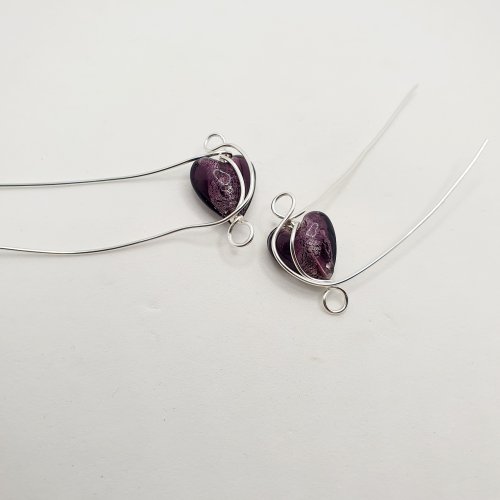 Natalie Patten's Valentine Heart Wire Earrings - , Holiday Designs, Wire Wrapping, Wrapping, Wire Wrapping Jewelry, leave space between the two wires