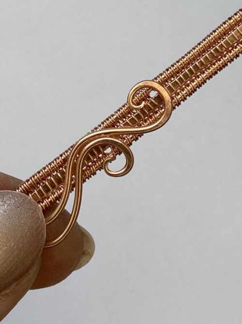 Elizabeth Schultz's Olympia Woven Wire Bracelet Cuff - , Wire Weaving, Weaving, Wire Weaving, Weaving Wire, pierce the weave with an awl