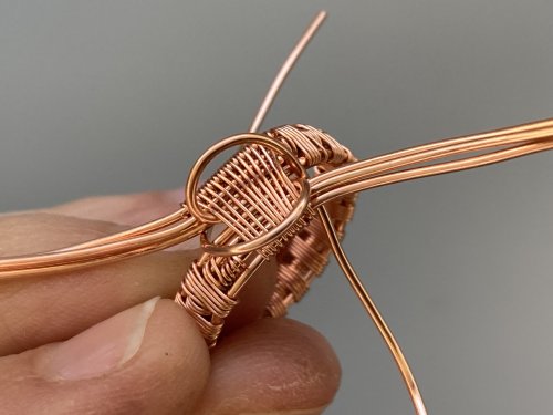 Elizabeth Schultz's Jordan Wire Woven Ring - , Wire Weaving, Weaving, Wire Weaving, Weaving Wire, bring the innermost wires over the top and under again