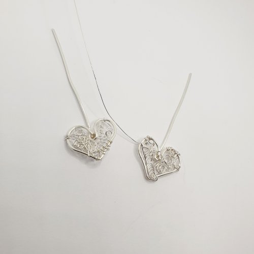 Natalie Patten's Wire-filled Heart Earrings - , Contemporary Wire Jewelry, Wire Wrapping, Wrapping, Wire Wrapping Jewelry, repeat on both earrings