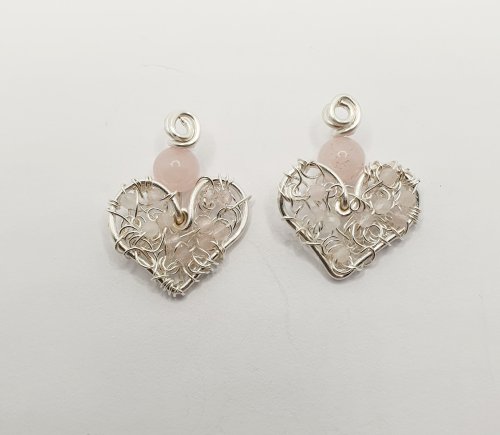 Natalie Patten's Wire-filled Heart Earrings - , Contemporary Wire Jewelry, Wire Wrapping, Wrapping, Wire Wrapping Jewelry, repeat on second earrings