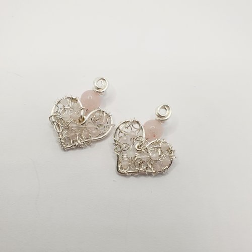 Natalie Patten's Wire-filled Heart Earrings - , Contemporary Wire Jewelry, Wire Wrapping, Wrapping, Wire Wrapping Jewelry, matching heart earrings