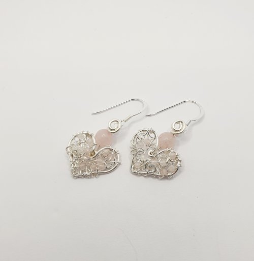 Natalie Patten's Wire-filled Heart Earrings - , Contemporary Wire Jewelry, Wire Wrapping, Wrapping, Wire Wrapping Jewelry, attach ear wires