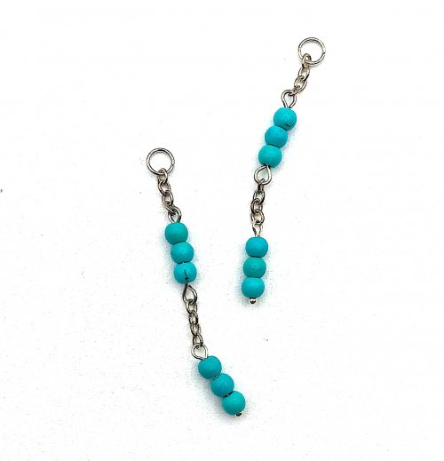 Kristal Wick's Venice Turquoise Earrings - , Contemporary Wire Jewelry, Filing, Finishing, Forging, Forging Jewelry, Jewelry Forging, sanding, filing, polishing, attach a piece of chain above the beads