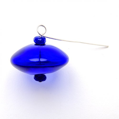 Nancy Chase's Cobalt Blue Glass Earrings - , Contemporary Wire Jewelry, Beads, make a loop atop the bead