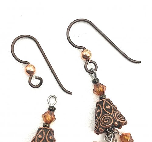 Kristal Wick's Falling for Fall Earrings - , Contemporary Wire Jewelry, Loops, Wire Loop, Wrapped Wire Loop, add ear wires