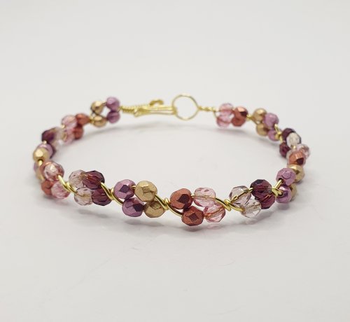 Natalie Patten's Beaded Flowery Wire Bracelet - , Contemporary Wire Jewelry, , completed bracelet