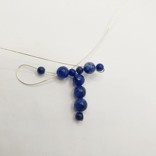 Natalie Patten's Beaded Wire Cross - , Contemporary Wire Jewelry, Wire Wrapping, Wrapping, Wire Wrapping Jewelry, bring the wire back through just the larger bead