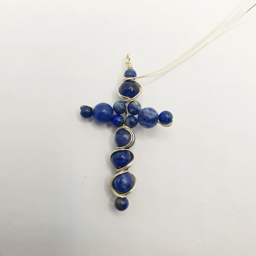 Natalie Patten's Beaded Wire Cross - , Contemporary Wire Jewelry, Wire Wrapping, Wrapping, Wire Wrapping Jewelry, wrap the wires around the loop at the top