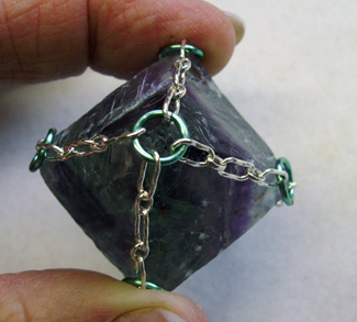 Dale Armstrong's Chained Fluorite Pendulum - , Contemporary Wire Jewelry, Wire Wrapping, Wrapping, Wire Wrapping Jewelry, Fit the chains to the crystal.