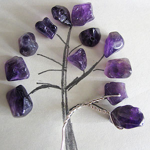 Albina Manning's Tree Pin with Gem Chips - , Contemporary Wire Jewelry, Wire Wrapping, Wrapping, Wire Wrapping Jewelry, Checking sizing.