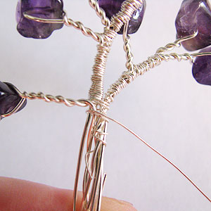 Albina Manning's Tree Pin with Gem Chips - , Contemporary Wire Jewelry, Wire Wrapping, Wrapping, Wire Wrapping Jewelry, Wrapping together.