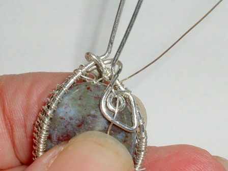 Abby Hook's Seed of Change Pendant - Add a new wire., Wire Weaving, Weaving, Wire Weaving, Weaving Wire, add a new weaving wire