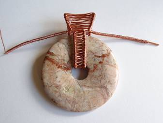 Rhonda Chase's Woven Bail Donut Pendant - , Wire Weaving, Coiling, Coiling Wire, Wire Coiling, Oxidizing Wire, Oxidizing, Antiquing Wire, Antiquing, Wire Wrapping, Wrapping, Wire Wrapping Jewelry, Weaving, Wire Weaving, Weaving Wire, Connecting the bail