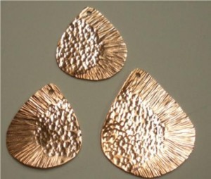 Judy Larson's Teardrop Earrings and Pendant - , Metalwork, Cutting, Cutting Tool, Cutters, Dapping, Dapping Jewelry, Filing, Finishing, Texturing, Tumbling, Tumble, Tumbling Jewelry, Butane Torch, Soldering, Solder, Teardrop pieces