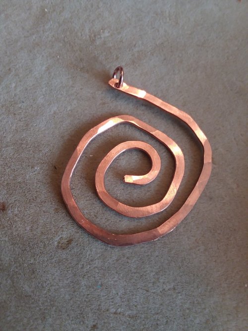 Jennifer VanBenschoten's Sacred Spiral Pendant - , Contemporary Wire Jewelry, How To Punch Holes, Hole Punching, Punch A Hole, Spirals, Wire Spiral, Spiral Wire Wrap, Oxidizing Wire, Oxidizing, Antiquing Wire, Antiquing, add a jump ring