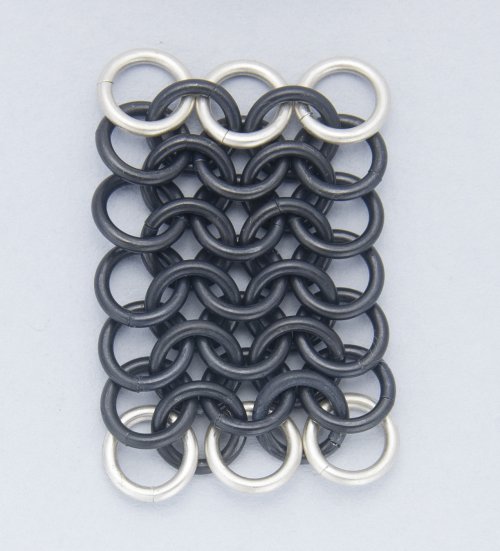 Kylie Jones's Black Niobium and Sterling Chain Maille Bracelet - , Chain Maille Jewelry, Making Chain, Chain Making , add a third silver jump ring