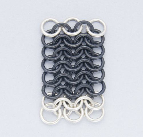 Kylie Jones's Black Niobium and Sterling Chain Maille Bracelet - , Chain Maille Jewelry, Making Chain, Chain Making , add another row of silver jump rings