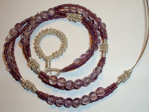 Abby Hook's Lavender Lariat Necklace - , Findings & Components, Toggles & Clasps, Earwire & Headpin, Coiling, Coiling Wire, Wire Coiling, Beads, continue to add beads