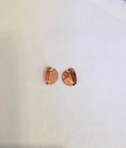 Karen Meador, Ph.D.'s Taco Earrings - , Metalwork, Filing, Finishing, How To Punch Holes, Hole Punching, Punch A Hole, Lashing, Wire Lashing, Drilling, Drill, hammered creases