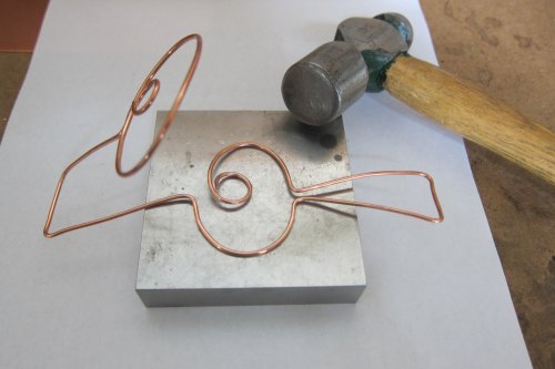 Karen Meador, Ph.D.'s Dimensional Wire Cuff - , Contemporary Wire Jewelry, Forging, Forging Jewelry, Jewelry Forging, Lashing, Wire Lashing, , hammer the cuff