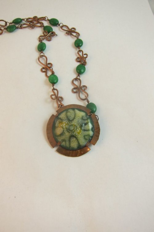 Karen Meador, Ph.D.'s Crackle Enamel and Sgraffito Pendant - , Enameling, Enamel Jewelry Supplies, Enamel, Enameling, Enameled Jewelry, enamel necklace