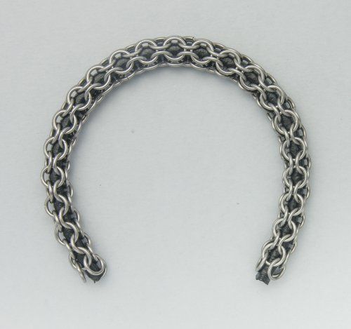 Kylie Jones's Stainless Steel Round Maille Leather Bracelet - , Chain Maille Jewelry, Making Chain, Chain Making , round maille