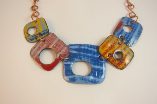 Karen Meador, Ph.D.'s Mesh Stenciled Enamel Necklace - , Enameling, Enamel Jewelry Supplies, Enamel, Enameling, Enameled Jewelry, enamel