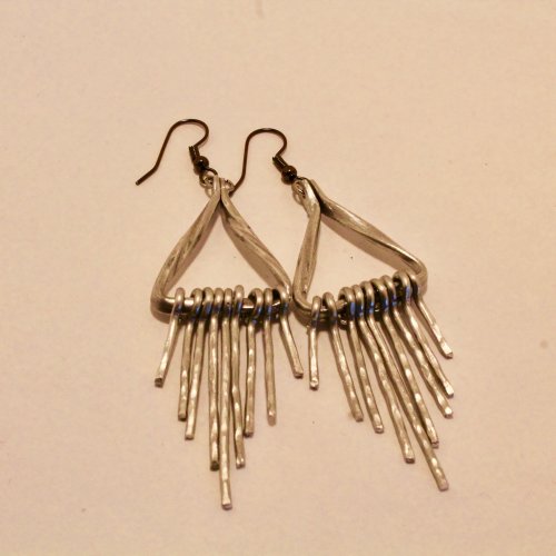 Judy Freyer Thompson's Dangly Triangle Earrings - , Contemporary Wire Jewelry, Filing, Finishing, Forging, Forging Jewelry, Jewelry Forging, How To Punch Holes, Hole Punching, Punch A Hole, Drilling, Drill, , triangle earrings