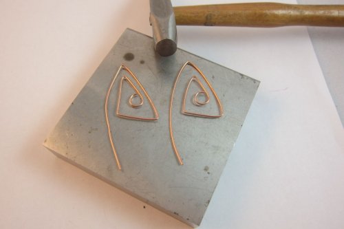 Karen Meador, Ph.D.'s Geometric Earrings - , Contemporary Wire Jewelry, Lashing, Wire Lashing, Findings, Clasps, Components, Loops, Wire Loop, Wrapped Wire Loop, geometric earrings