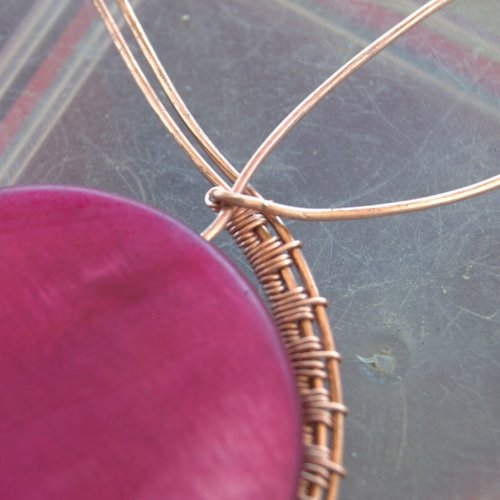 Deborah Kelly's Woven Shell Coin Pendant - , Wire Weaving, Weaving, Wire Weaving, Weaving Wire, shell coin pendant