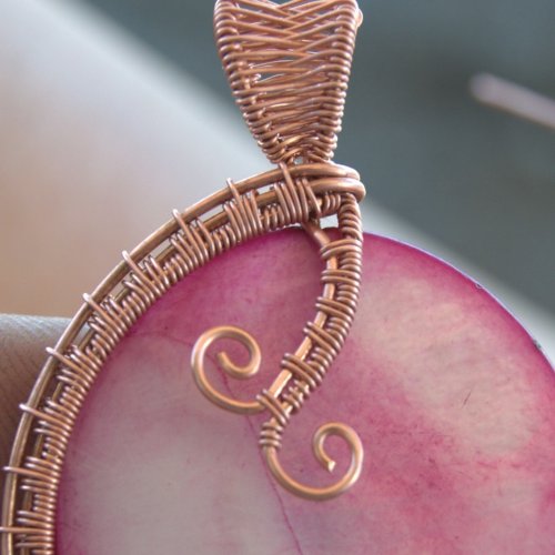 Deborah Kelly's Woven Shell Coin Pendant - , Wire Weaving, Weaving, Wire Weaving, Weaving Wire, shell coin pendant