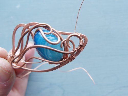 Oksana Truhan's Butterfly Wing Copper Pendant - , Contemporary Wire Jewelry, Forging, Forging Jewelry, Jewelry Forging, Weaving, Wire Weaving, Weaving Wire, butterfly wing pendant