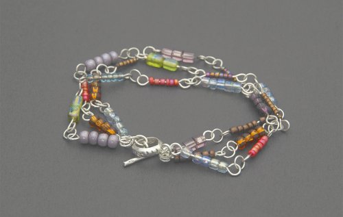 Kylie Jones's Sterling Silver Rainbow Bracelet, Contemporary Wire Jewelry. Loops, Wire Loop, Wrapped Wire Loop. A colourful, fun and happy bracelet.