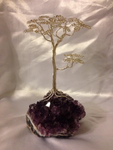 Judy Ellis's Planting Trees - , Contemporary Wire Jewelry, Wire Wrapping, Wrapping, Wire Wrapping Jewelry, Weaving, Wire Weaving, Weaving Wire, , Wire wrapped tree on amethyst