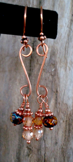 Mary Bailey's Yin Yang Earrings - , Classic Wire Jewelry, Findings, Clasps, Components, Loops, Wire Loop, Wrapped Wire Loop, Spirals, Wire Spiral, Spiral Wire Wrap, Wire Wrapping, Wrapping, Wire Wrapping Jewelry, Beads, , Figure 8 copper wire earrings