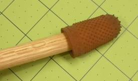 Judy Larson's Save Your Fingers while Texturing - , safety, Texturing, Tools, , Finger grip on wooden dowl