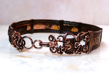 Rhonda Chase's Creating Bracelets with Pattern Wire - Amber Waves Wire Wrapped Bracelet:, Inspiration, Wire Wrapping, Wrapping, Wire Wrapping Jewelry, Pattern wire cuff clasp view