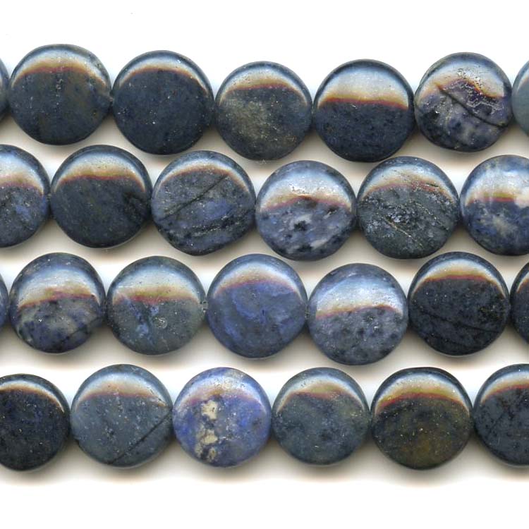 Dumortierite 12mm Coin Beads - 8 Inch Strand: Wire Jewelry | Wire Wrap