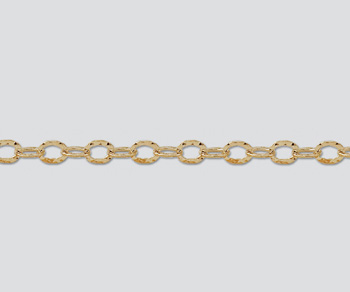 Gold Filled Hammered Flat Oval Cable Chain 6x4.5mm - 10 Feet