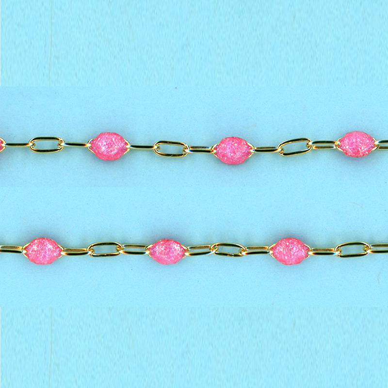 1.6mm x 3.7mm 14/20 Gold Filled Chain Long alternated cable 3 plane 1 ENAMEL PINK - 10FT