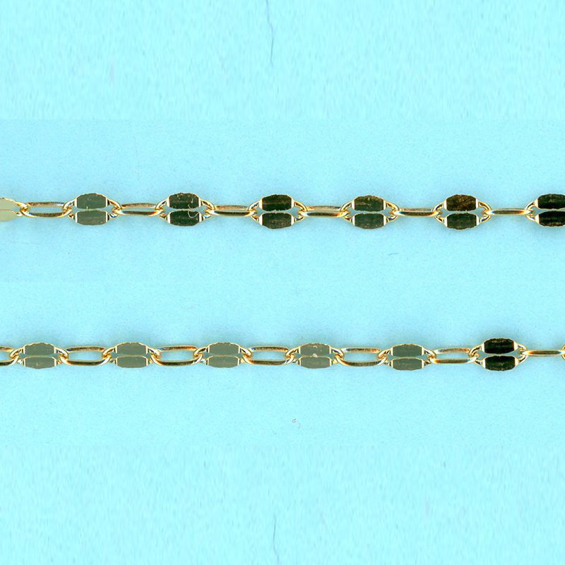 2.45mm x 4.15mm 14/20 Gold Filled Chain Long alternated cable 1 plane 1 hammered links - 10FT