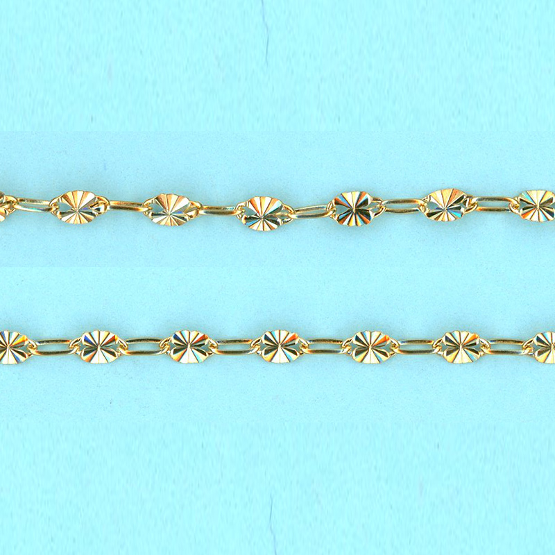 2.45mm x 4.15mm 14/20 Gold Filled Chain Long alternated cable 1 plane 1 STARBURST links - 10FT