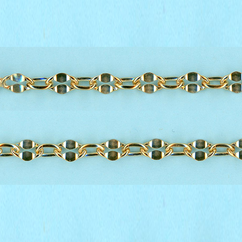 3.3mm x 5.6-2.4mm x 4.4mm 14/20 Gold Filled Chain Long cable one plane one hammered in the center - 10FT