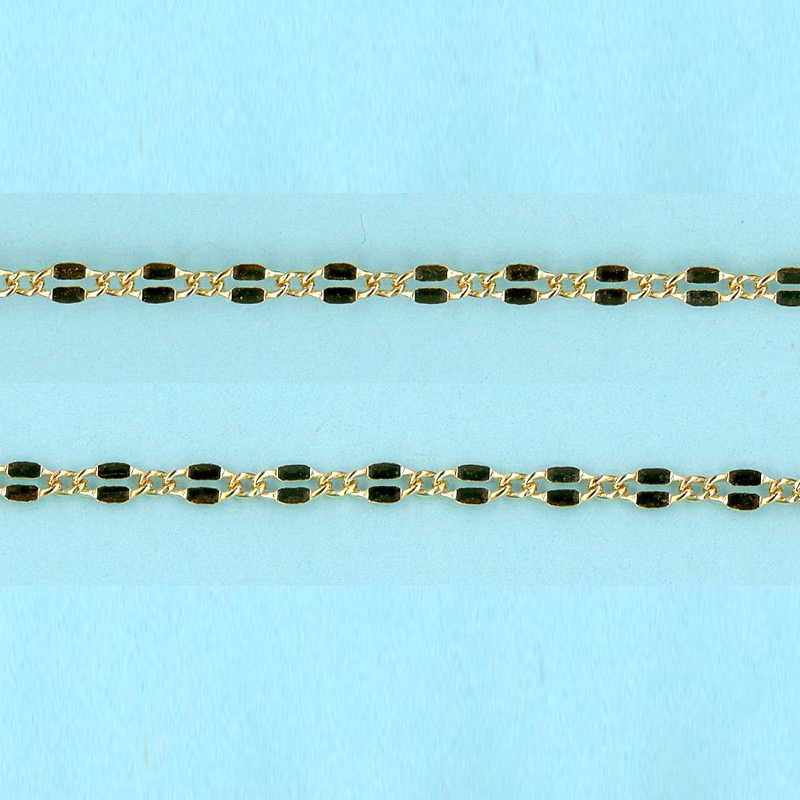 1.4mm x 1.9mm x 0.95-2.15mm x 4mm 14/20 Gold Filled Chain Figaro 1 short links 1 long link hammered - 10FT