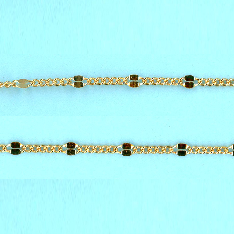 1.4mm x 1.9mm x 0.95-2.15mm x 4mm 14/20 Gold Filled Chain Figaro 5 short links 1 long link hammered - 10FT