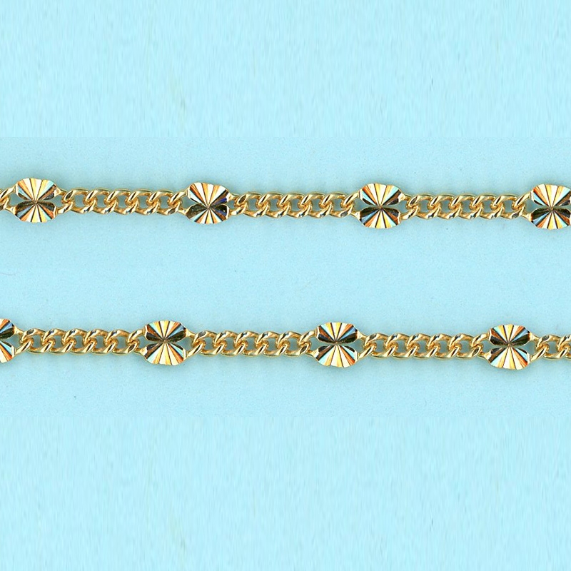 1.8mm x 2.45mm x 1.15-3.12mm x 5.5mm 14/20 Gold Filled Chain Figaro 5 short links 1 long STARBURST - 10FT