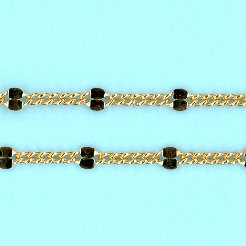 2.05mm x 3mm x 1.34-3.45mm x 7mm 14/20 Gold Filled Chain Figaro 5 short links 1 long link hammered - 10FT