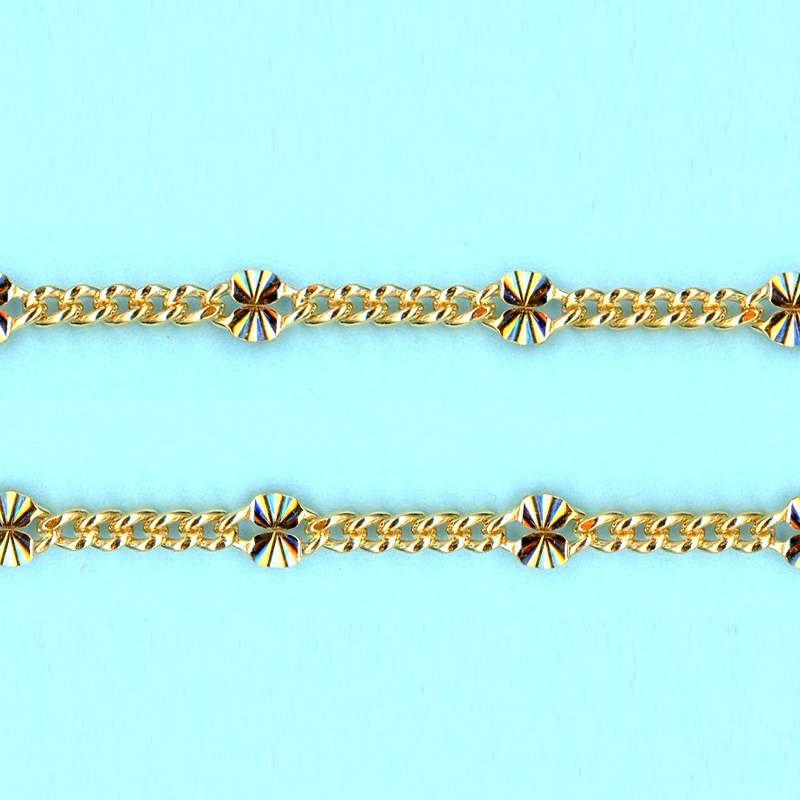 2.05mm x 3mm x 1.34-3.45mm x 7mm 14/20 Gold Filled Chain Figaro 5 short links 1 long STARBURST link - 10FT